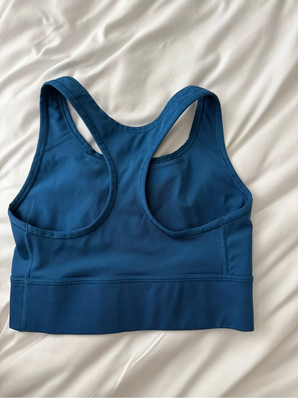 Nike Women's Deep Blue Racerback Sports Bra with White Swoosh